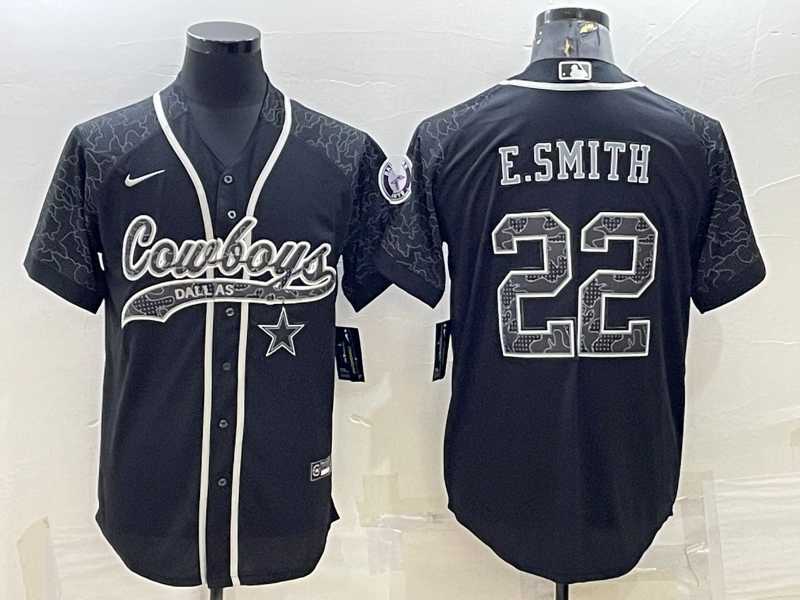 Men%27s Dallas Cowboys #22 Emmitt Smith Black Reflective Limited Stitched Football Jersey